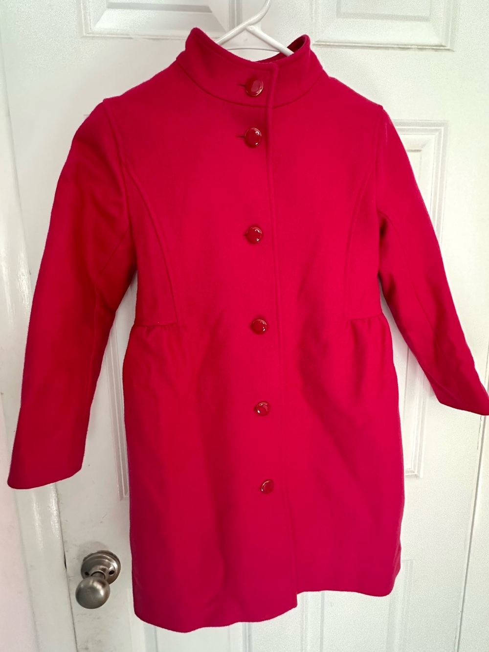 Brooks Brothers Red Fleece Girl Hot Pink Wool Coat Quilted Polka Dot Line Size M
